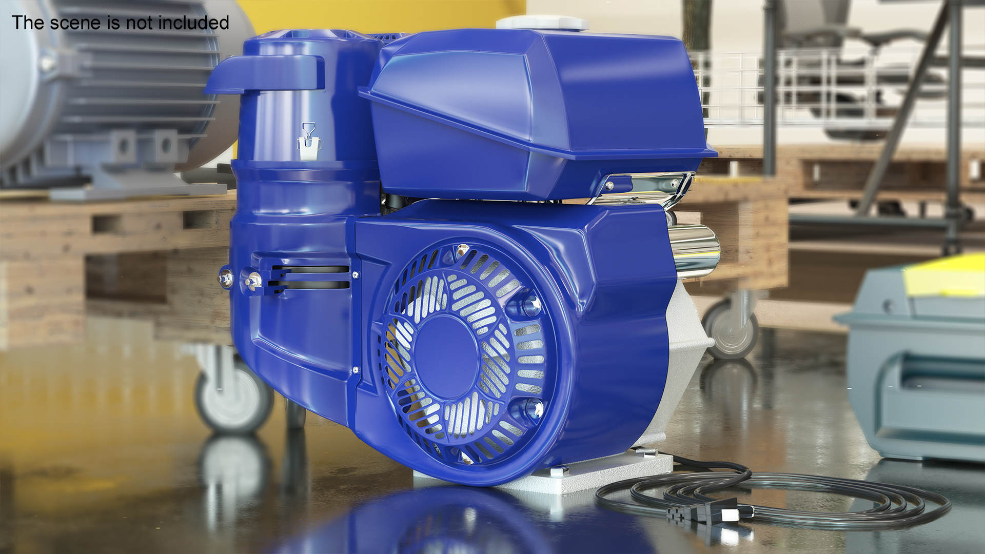 3D Horizontal Electric Start Gasoline Engine Blue