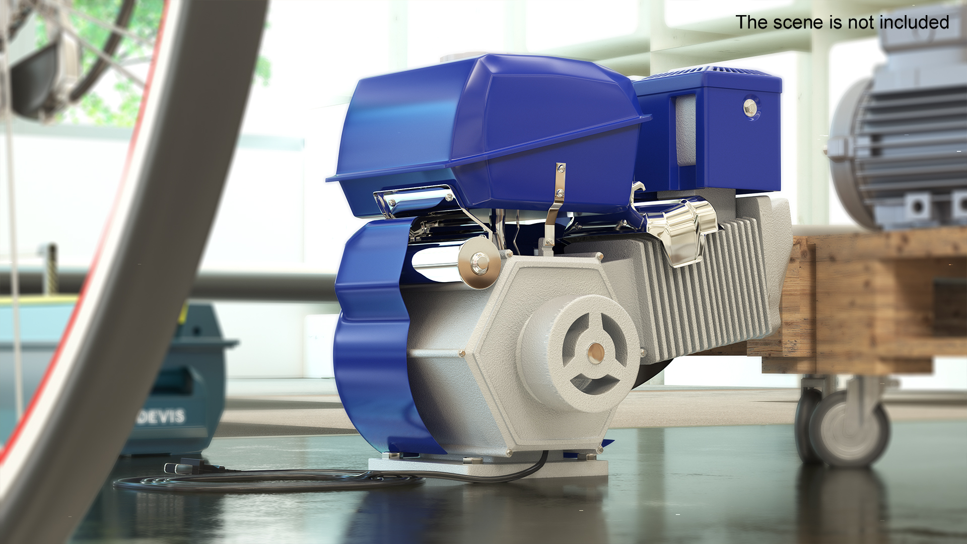 3D Horizontal Electric Start Gasoline Engine Blue