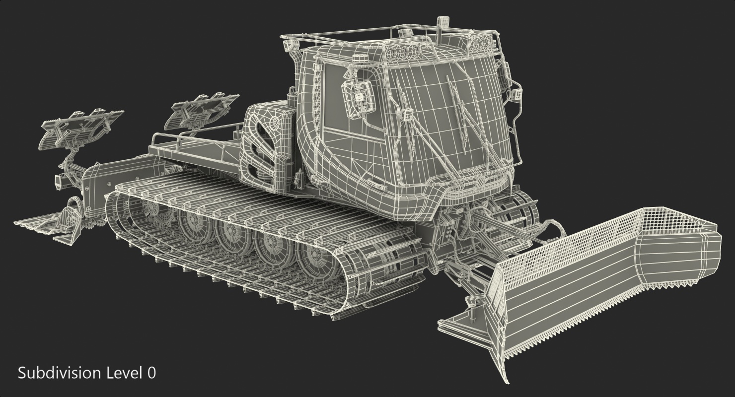 3D Snowy PistenBully 100 Snowcat with Snowplow model