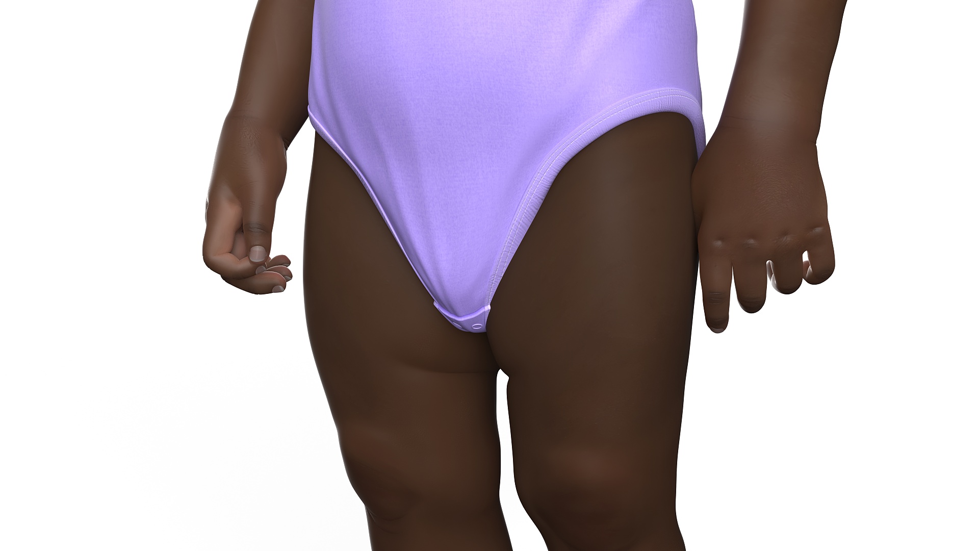 3D One Year Old Black Girl in Bodysuit Fur Rigged