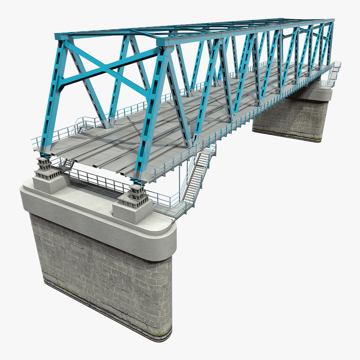 Railway Bridge Section 3D Model, view 3