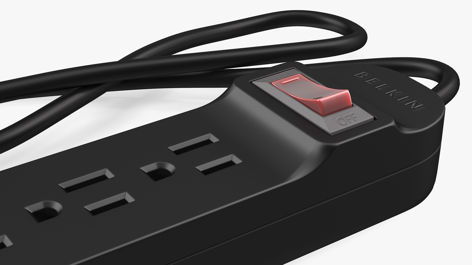 3 Outlets Smart Black Mini Power Strip with USB 3D