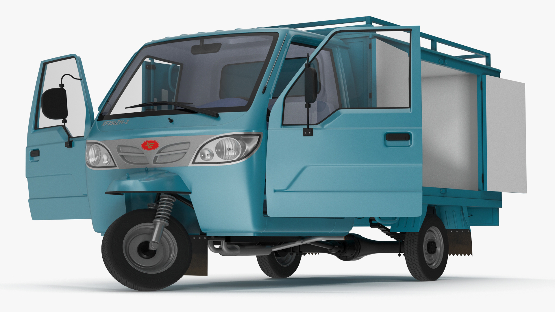Delivery Trike with Close Body Blue Rigged 3D