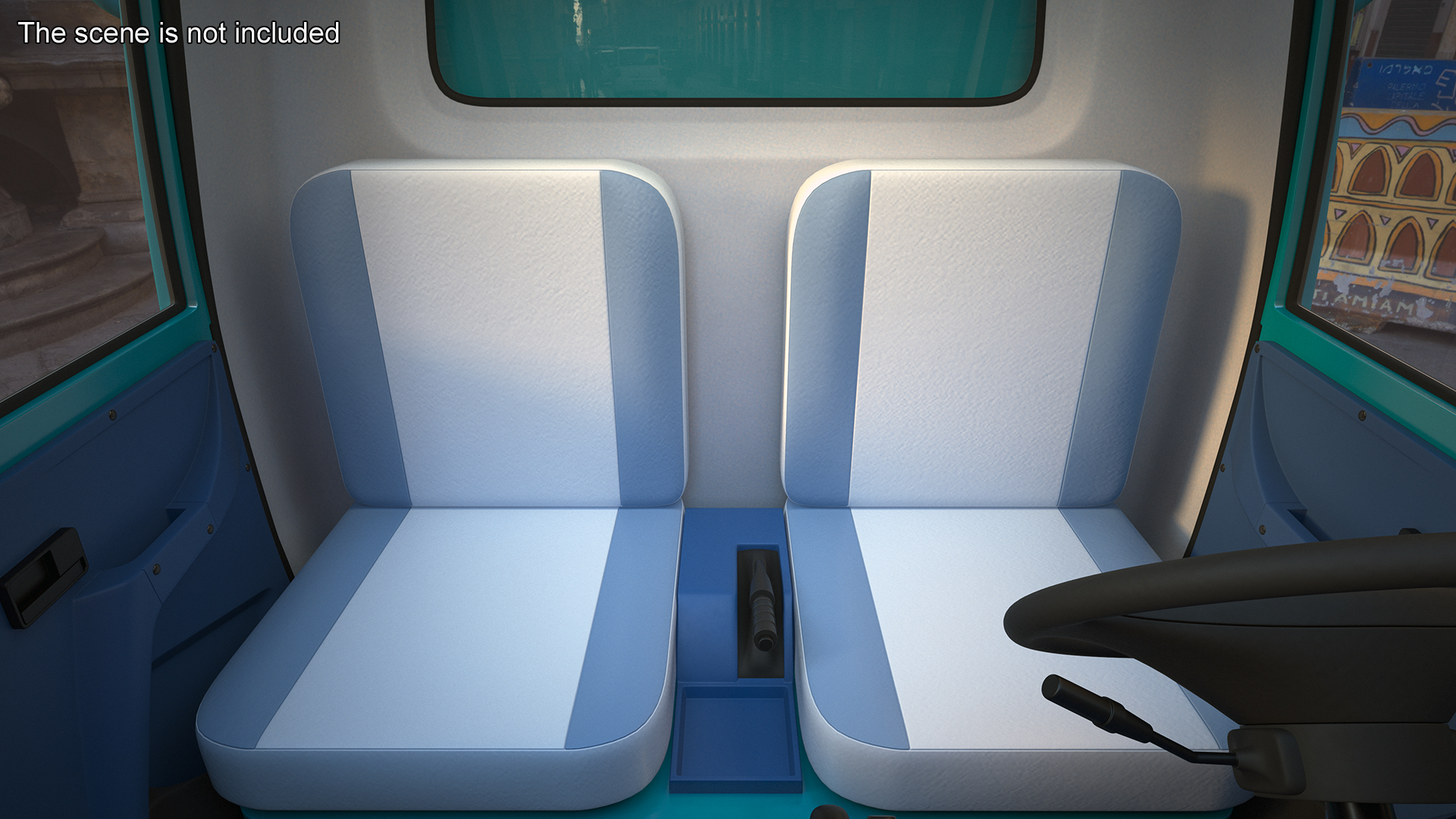 Delivery Trike with Close Body Blue Rigged 3D