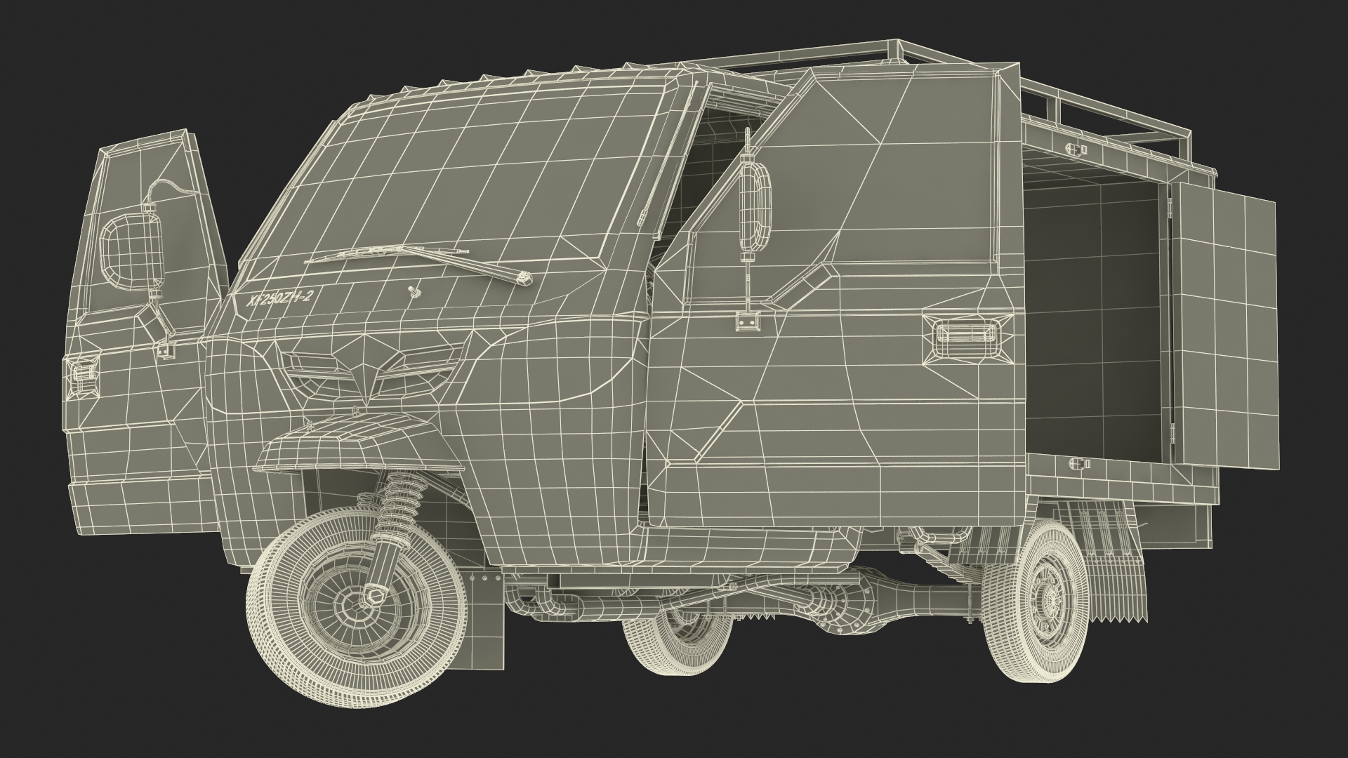 Delivery Trike with Close Body Blue Rigged 3D