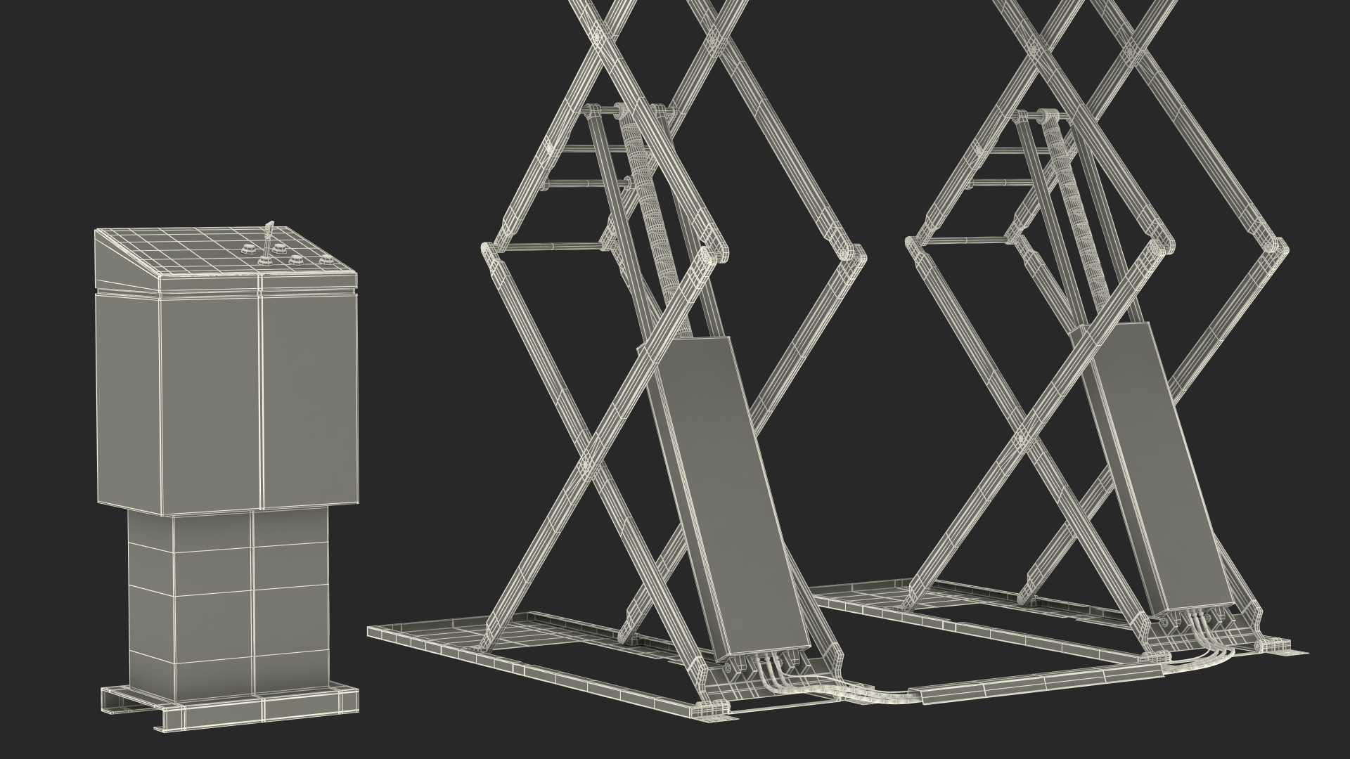 3D Automotive Scissor Lift and Generic SUV 2 Rigged model