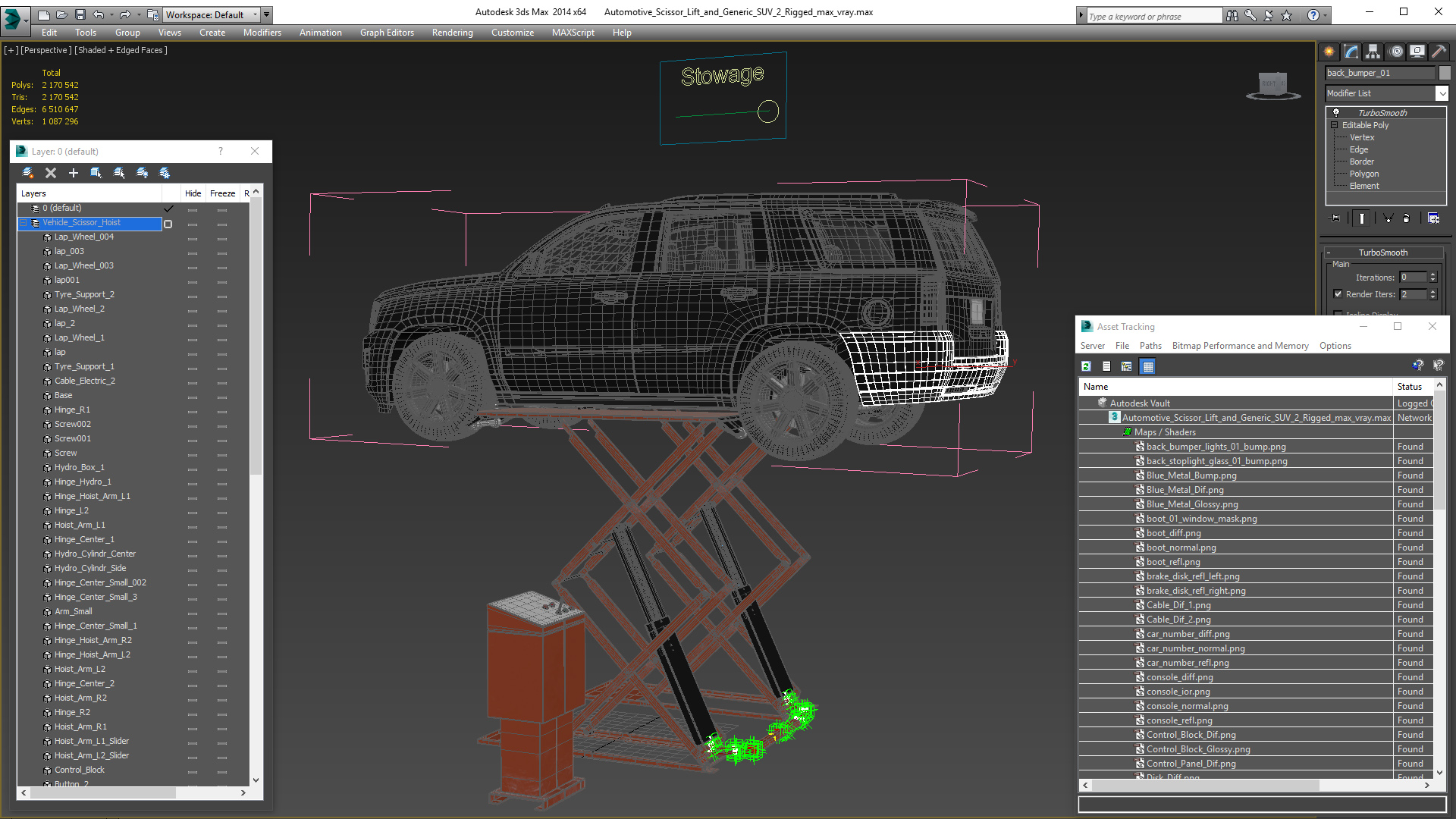 3D Automotive Scissor Lift and Generic SUV 2 Rigged model