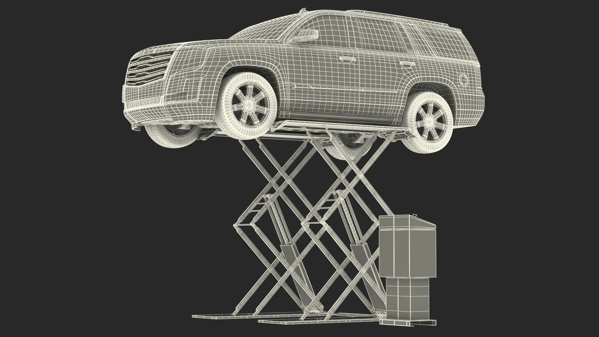 3D Automotive Scissor Lift and Generic SUV 2 Rigged model