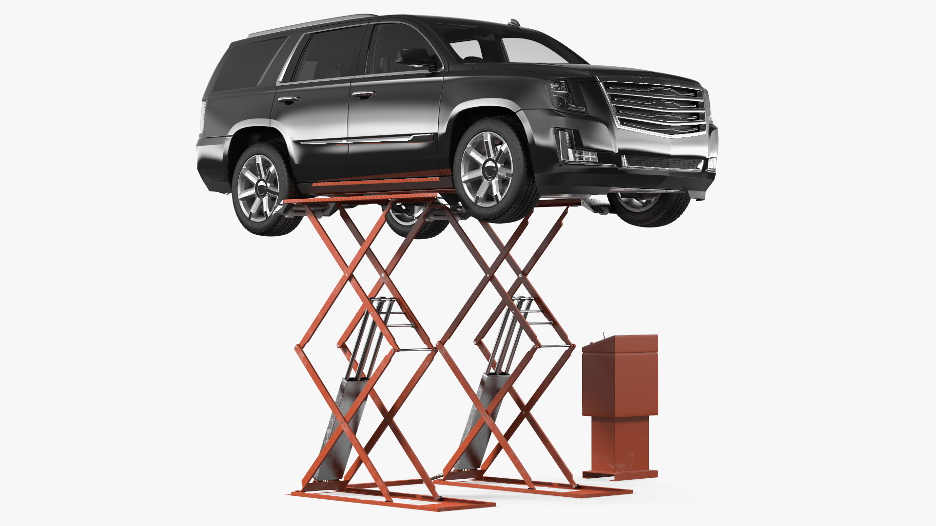 3D Automotive Scissor Lift and Generic SUV 2 Rigged model