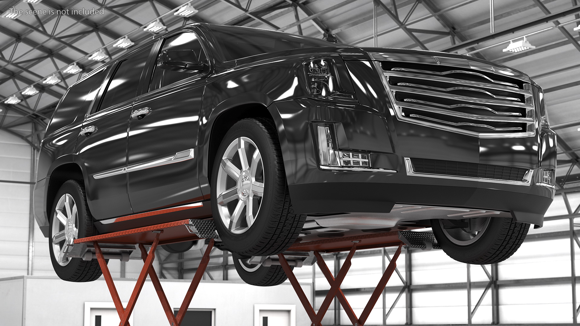 3D Automotive Scissor Lift and Generic SUV 2 Rigged model