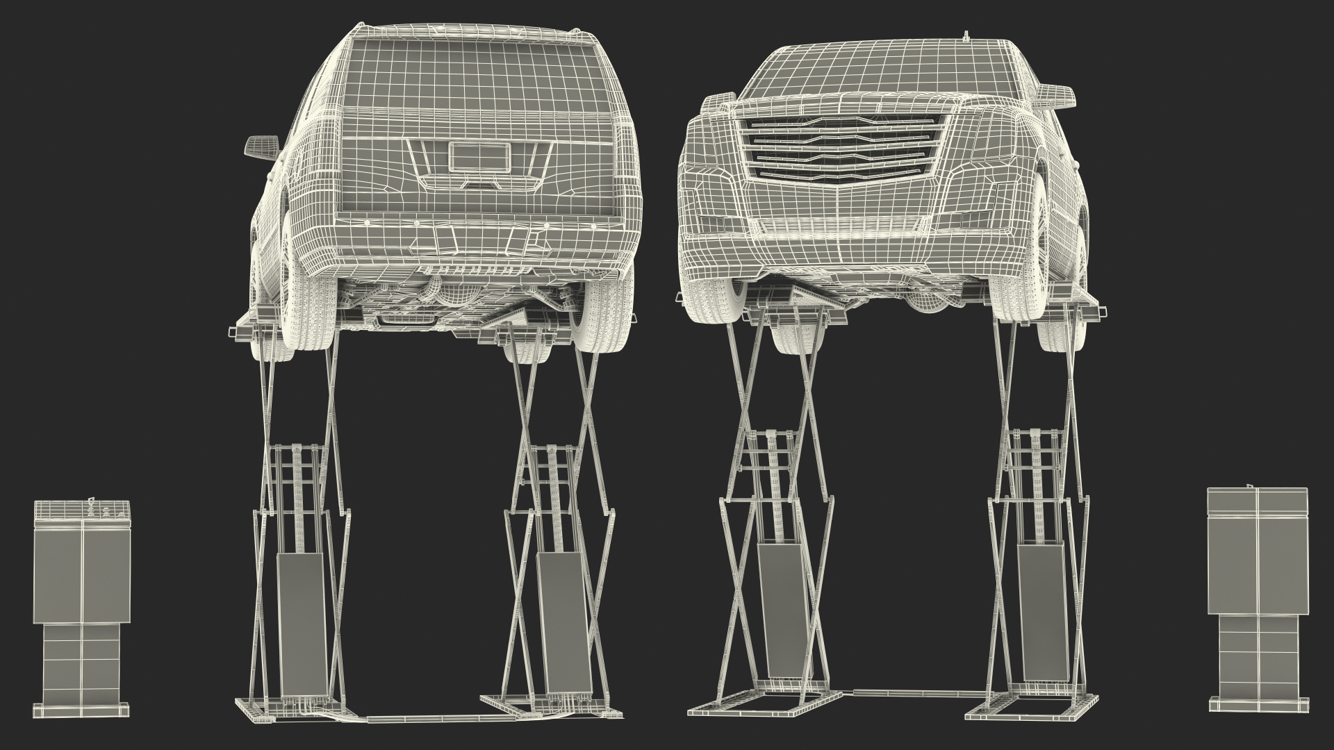 3D Automotive Scissor Lift and Generic SUV 2 Rigged model