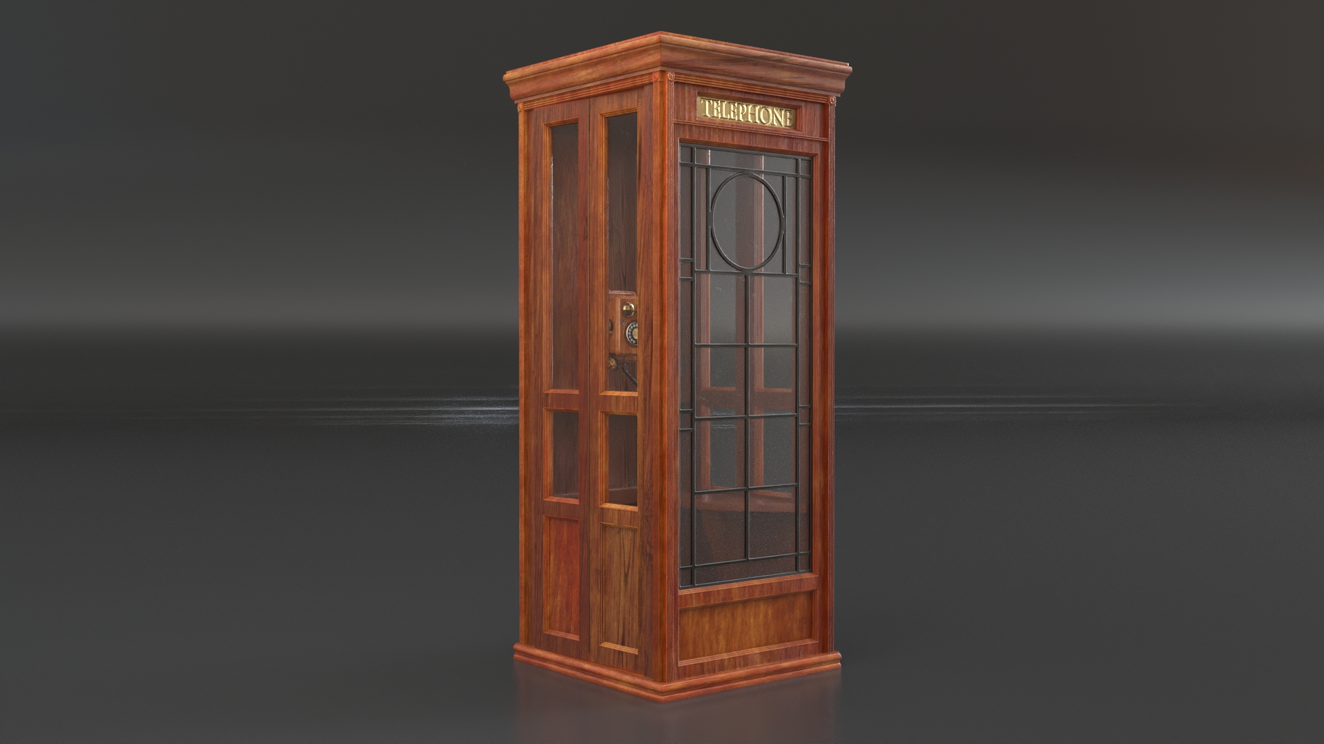 3D model Vintage Wooden Telephone Booth