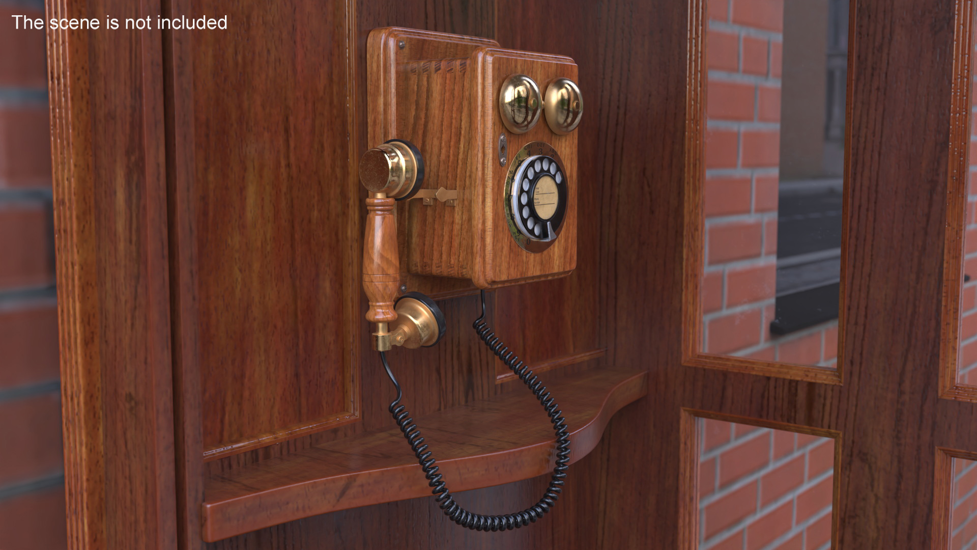 3D model Vintage Wooden Telephone Booth