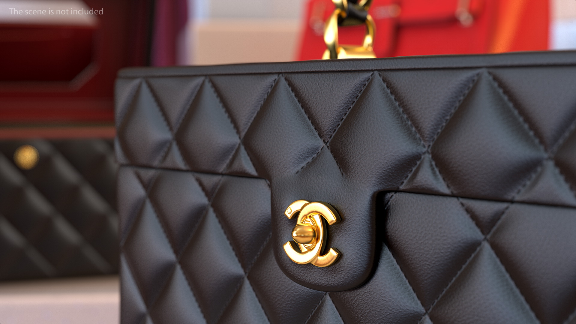 3D Chanel Vintage Black Quilted Lambskin Cosmetic Bag Train Case