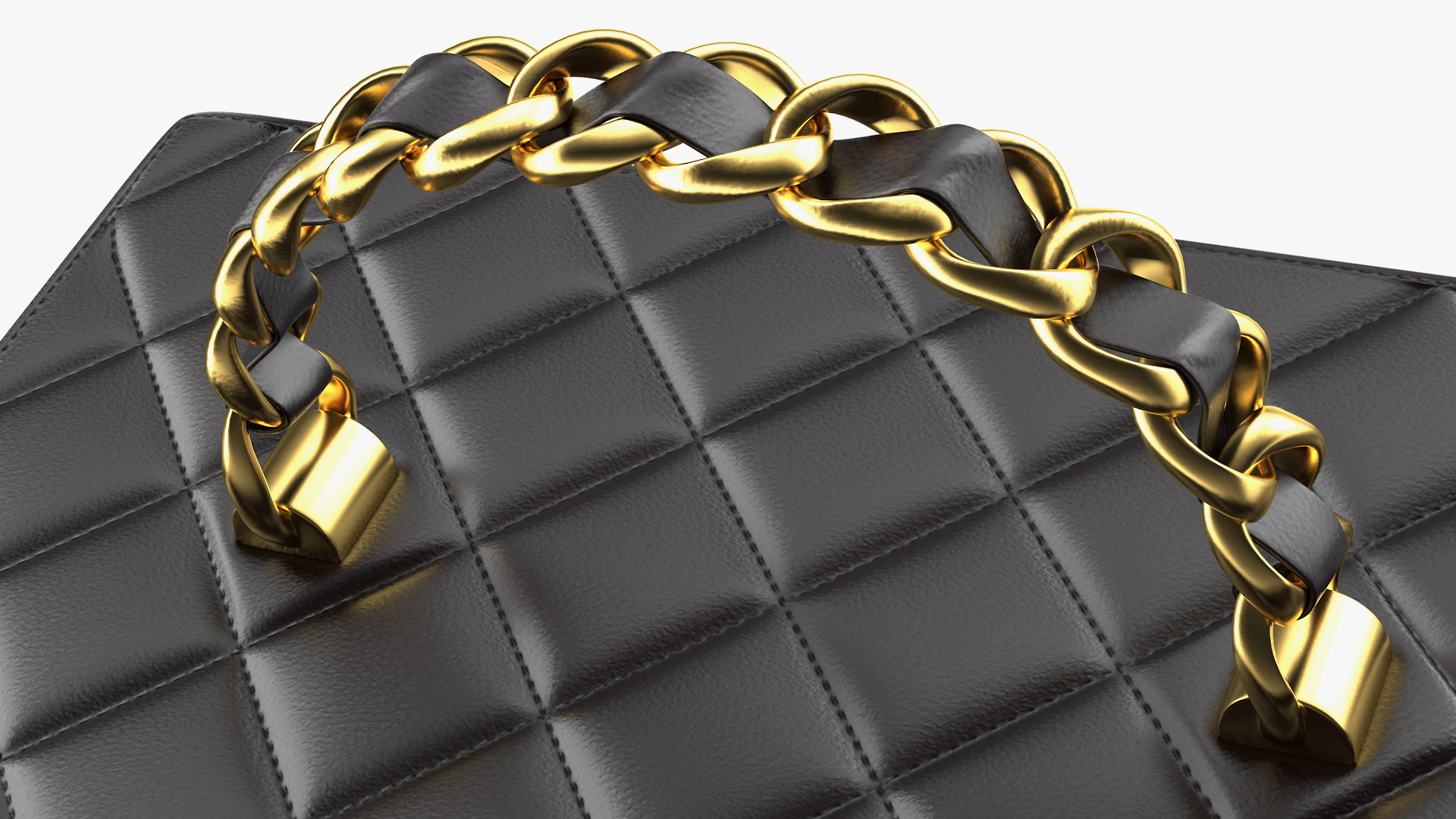 3D Chanel Vintage Black Quilted Lambskin Cosmetic Bag Train Case