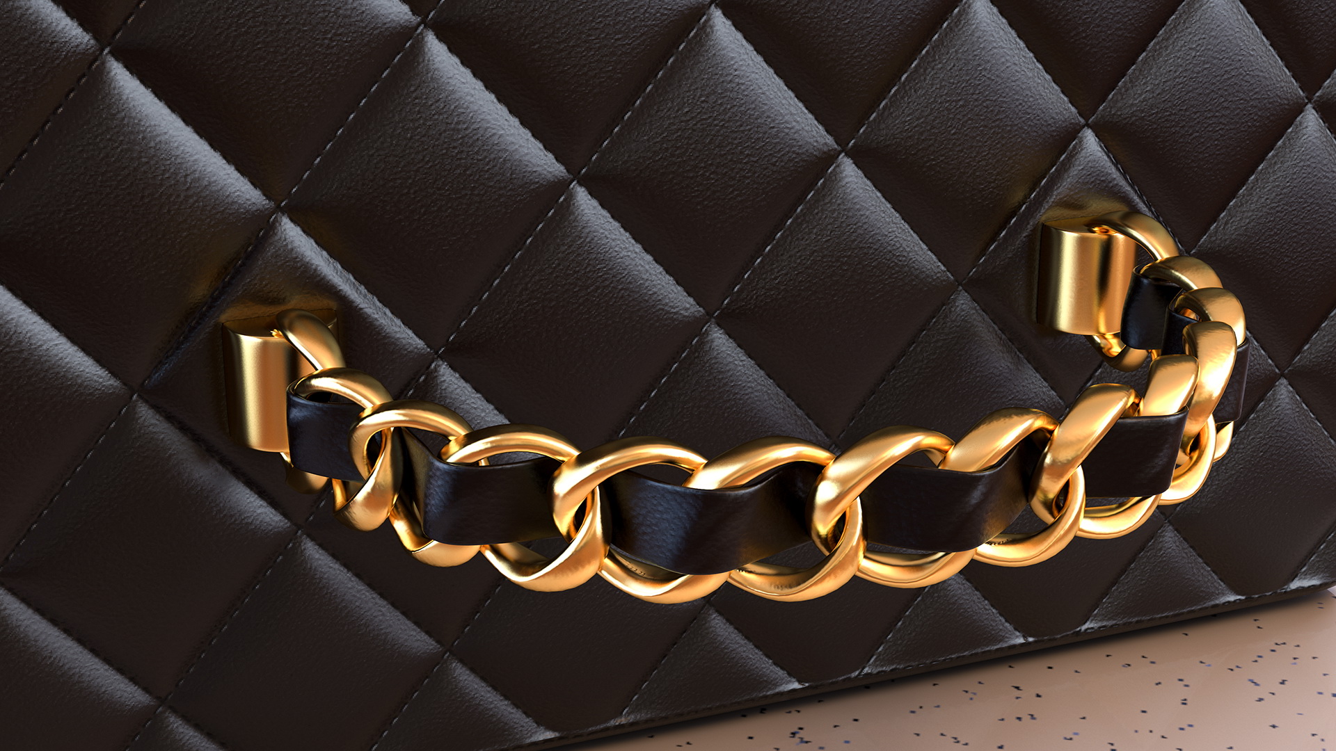 3D Chanel Vintage Black Quilted Lambskin Cosmetic Bag Train Case
