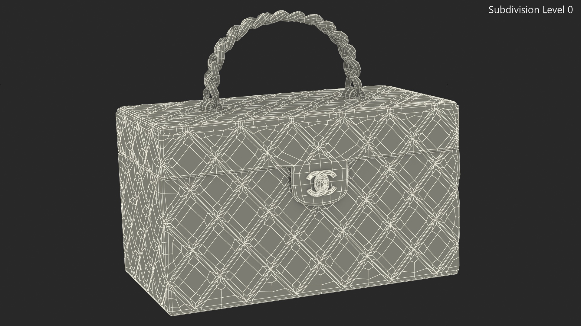 3D Chanel Vintage Black Quilted Lambskin Cosmetic Bag Train Case
