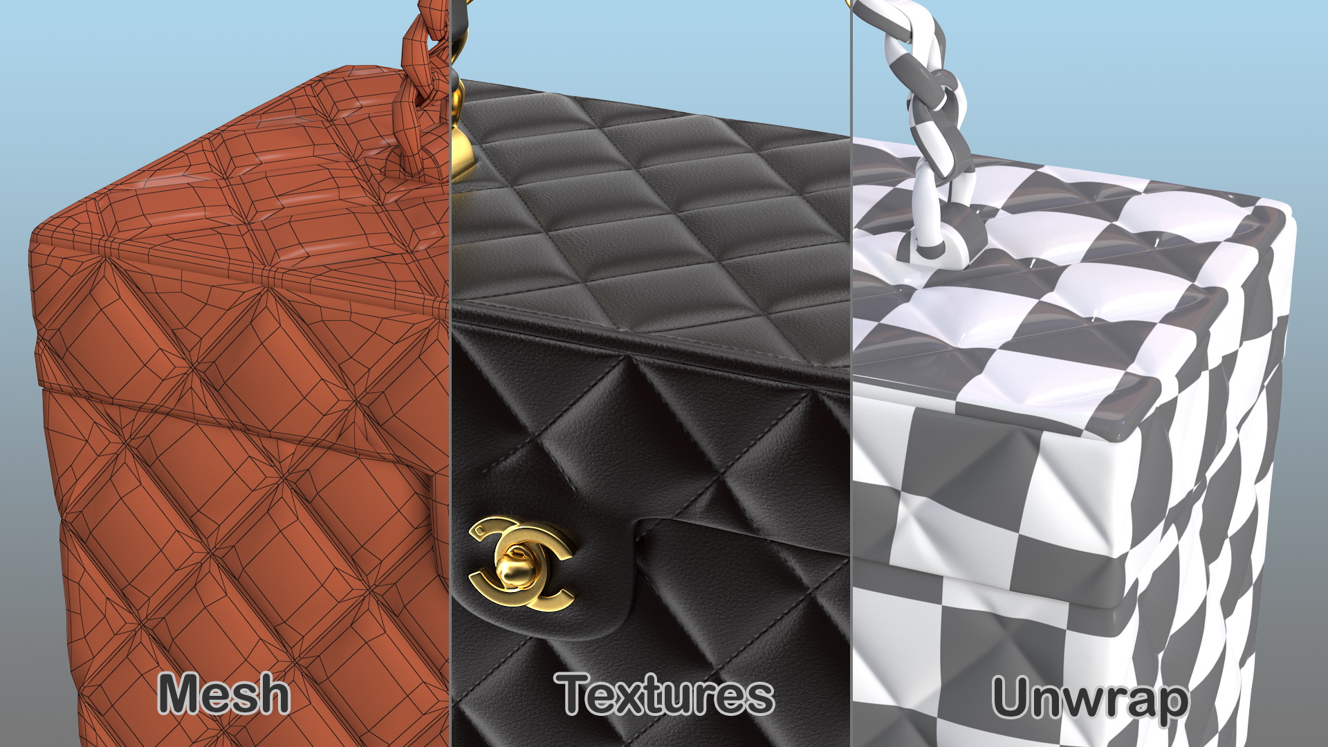 3D Chanel Vintage Black Quilted Lambskin Cosmetic Bag Train Case