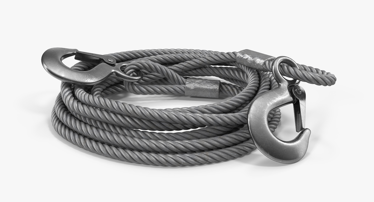 3D model Tow Trailer Strap Cable Metal Hooks