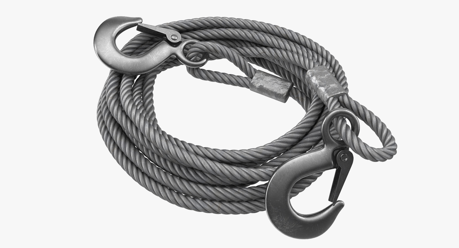 3D model Tow Trailer Strap Cable Metal Hooks