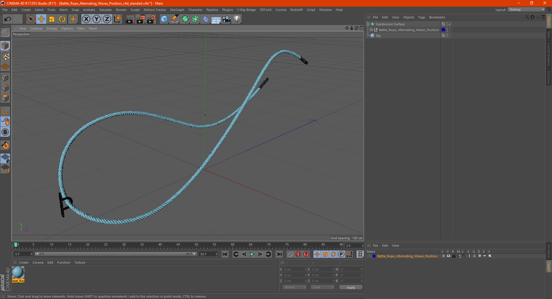 3D Battle Rope Alternating Waves Position model