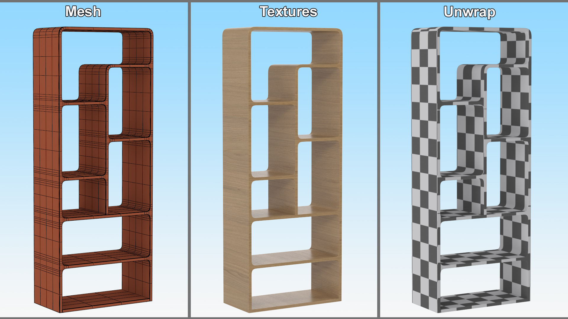 3D Designer Bookshelf Furniture model