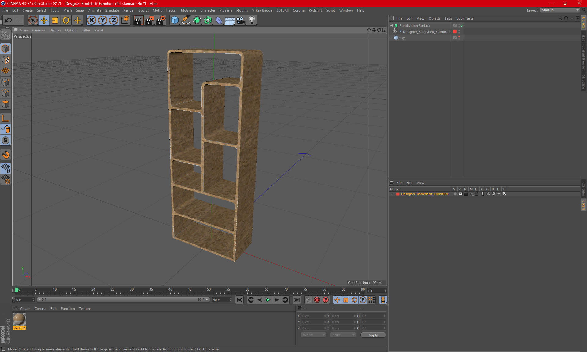 3D Designer Bookshelf Furniture model