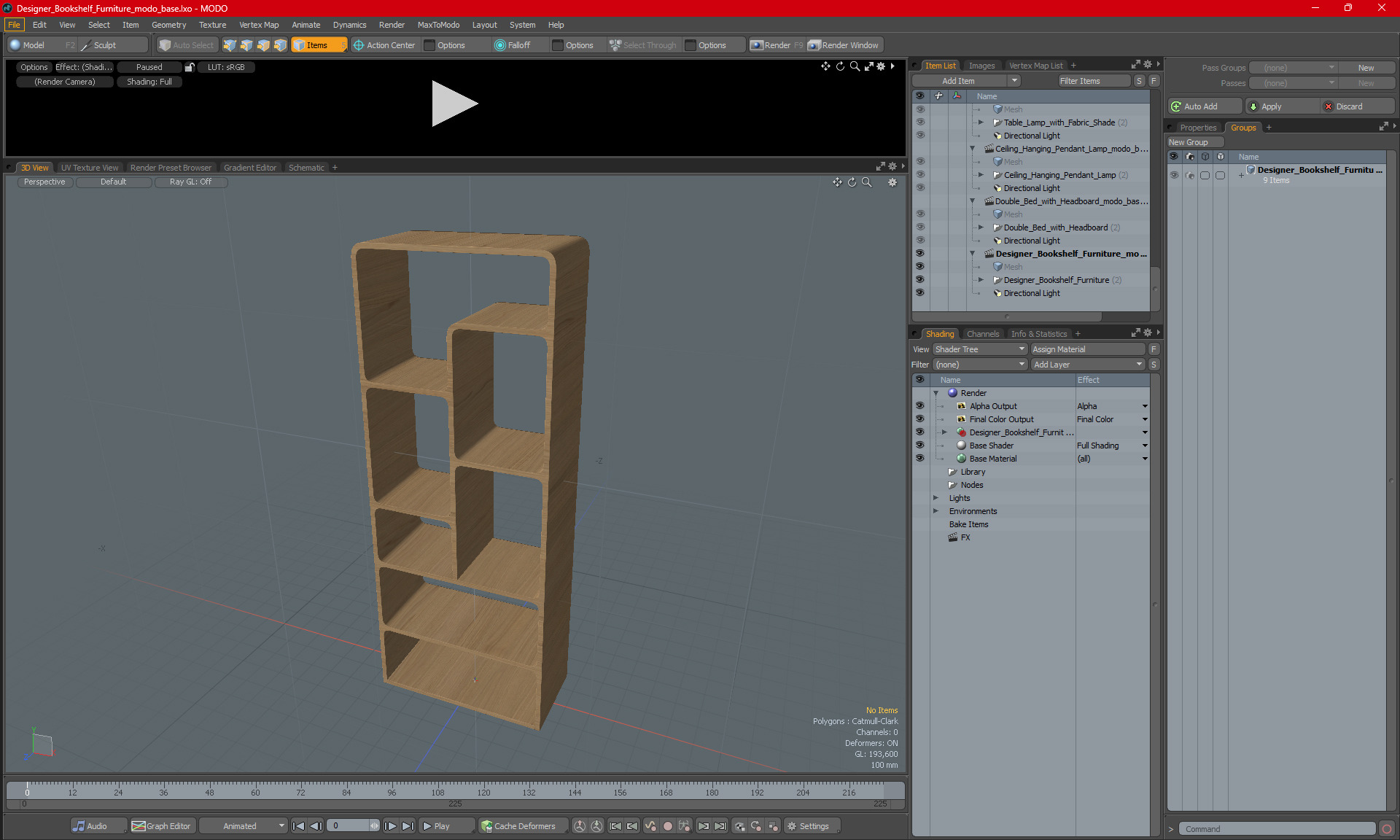 3D Designer Bookshelf Furniture model