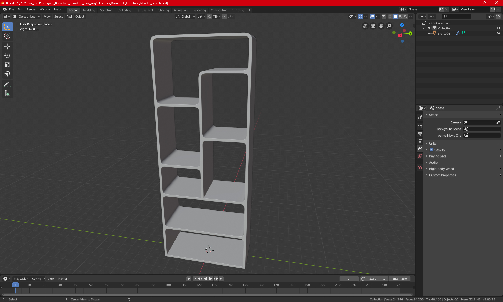 3D Designer Bookshelf Furniture model
