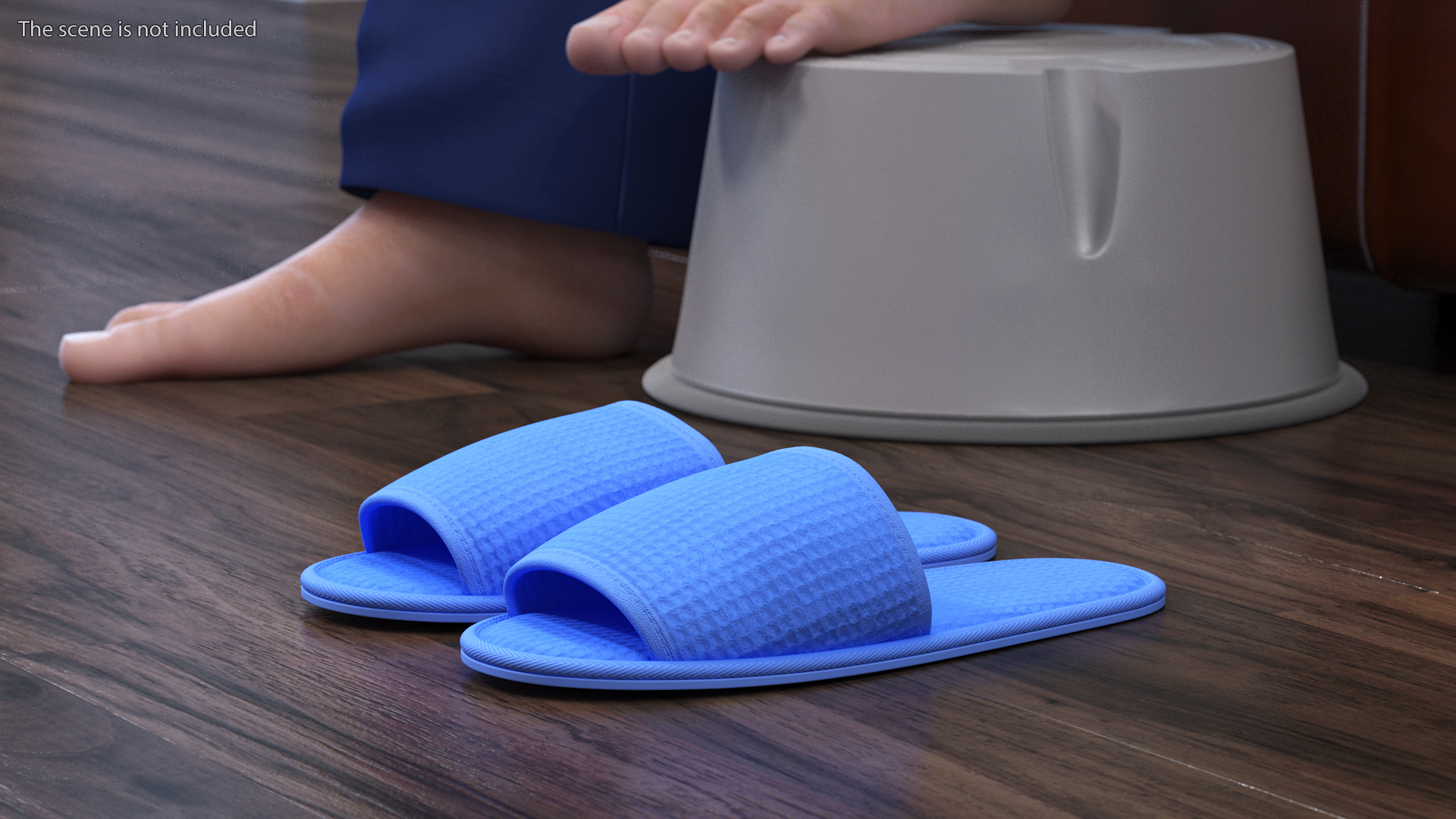 Waffled Hotel Slippers Blue 3D