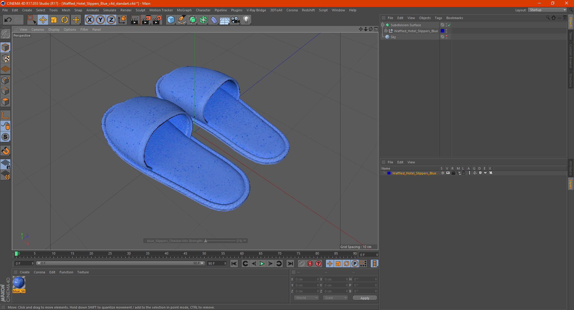 Waffled Hotel Slippers Blue 3D