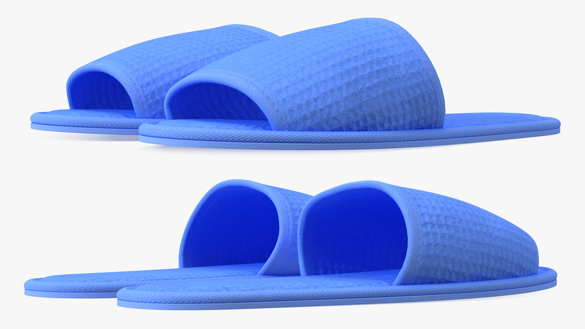 Waffled Hotel Slippers Blue 3D