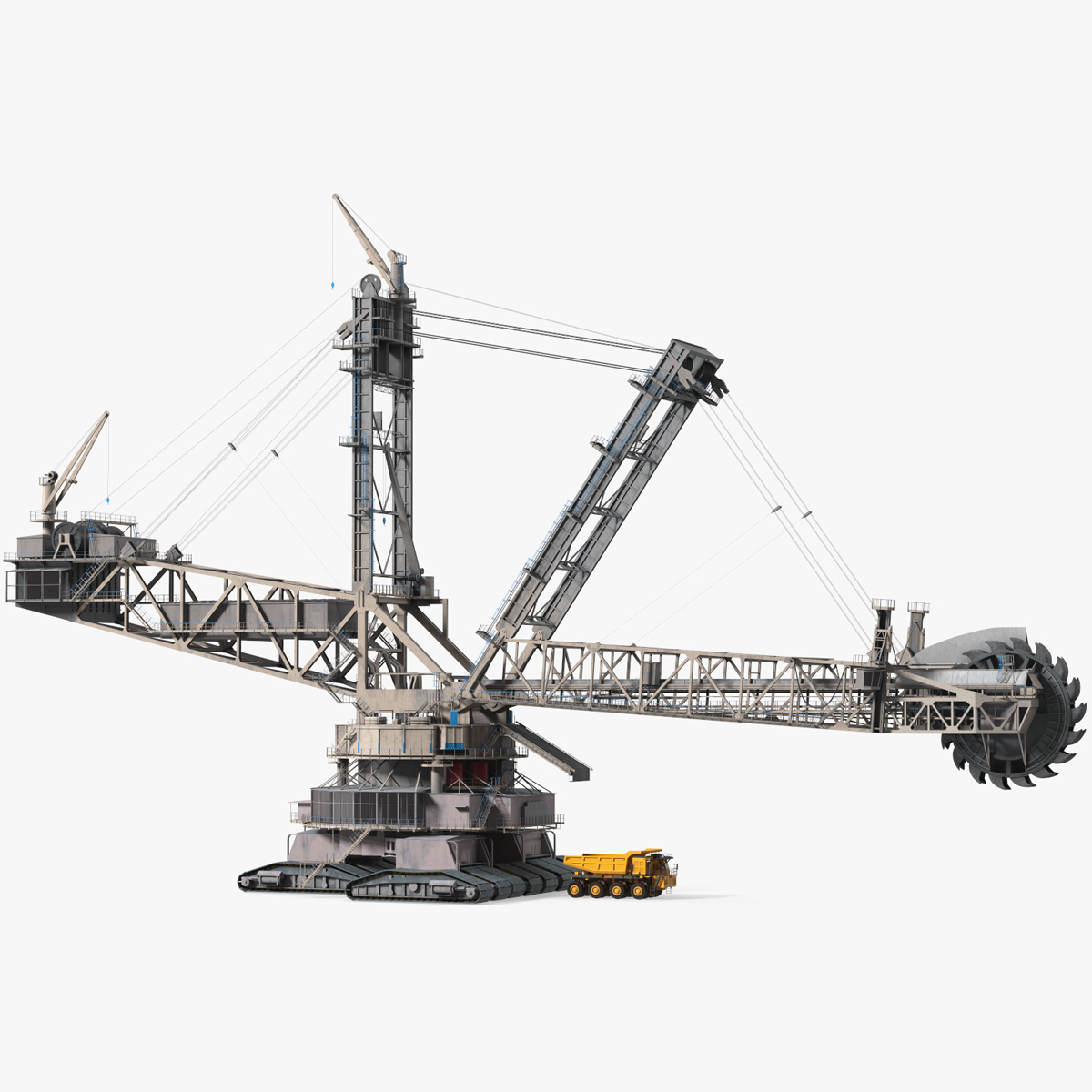 Mining Multi Bucket Wheel Excavator with Mining Truck Rigged for Cinema 4D 3D model
