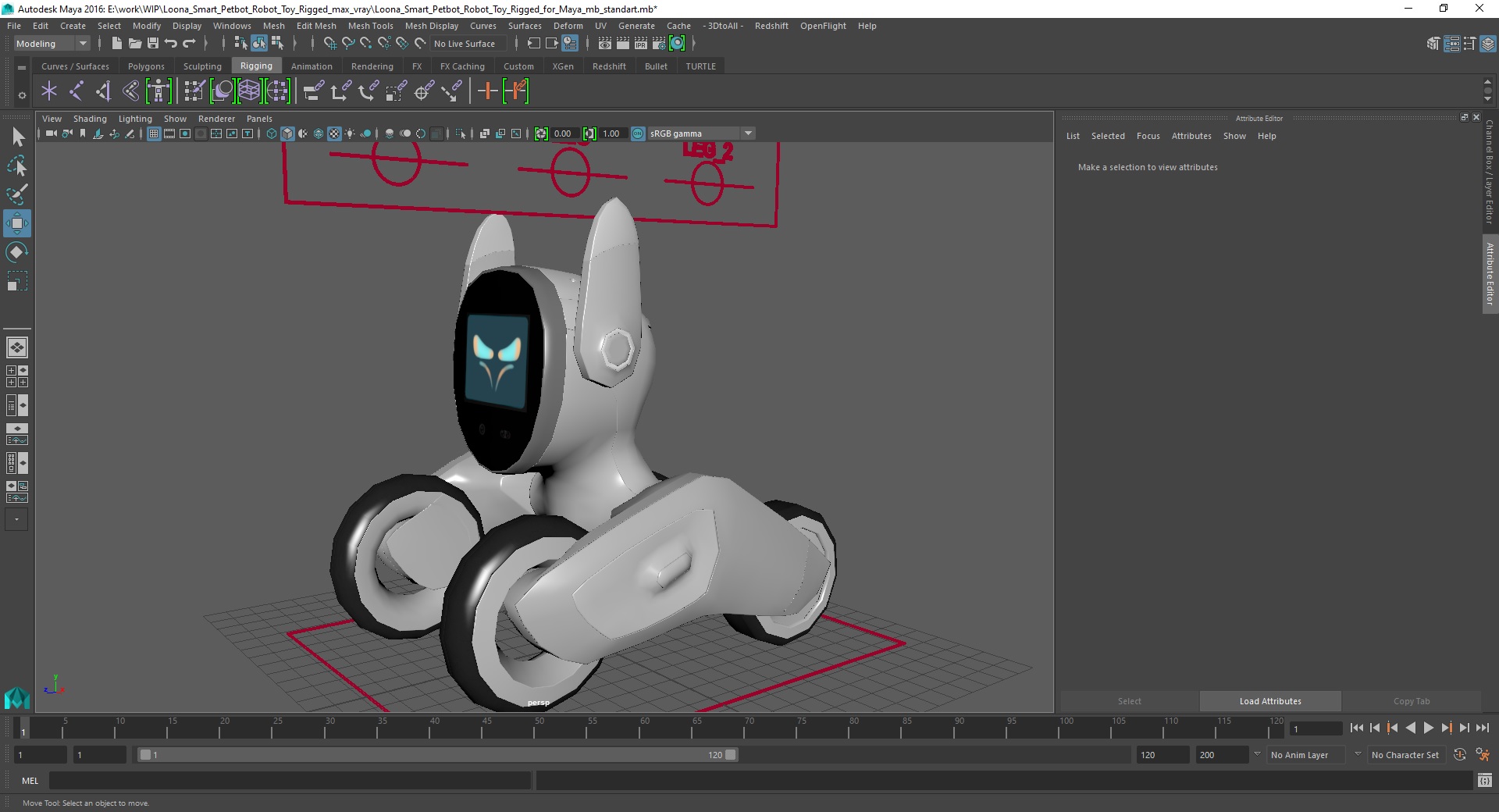 Loona Smart Petbot Robot Toy Rigged for Maya 3D model