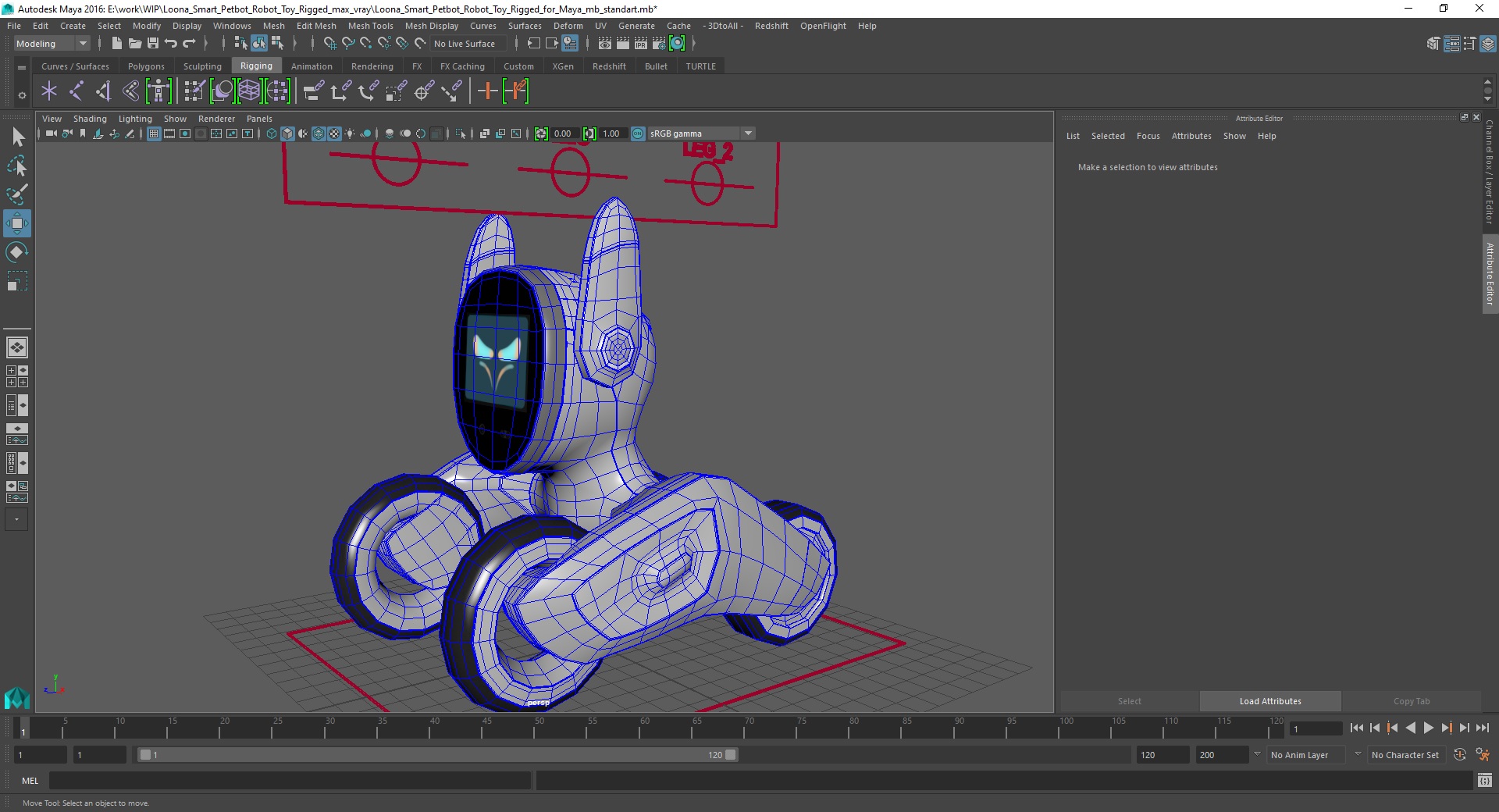 Loona Smart Petbot Robot Toy Rigged for Maya 3D model