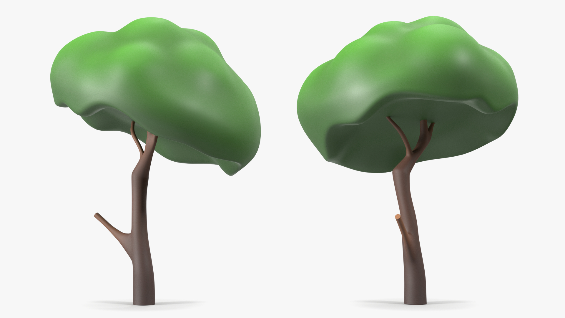 Small Cartoon Tree Crooked Simple Coloring 3D