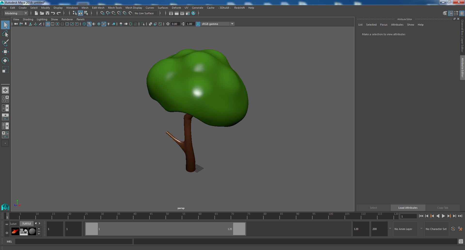 Small Cartoon Tree Crooked Simple Coloring 3D