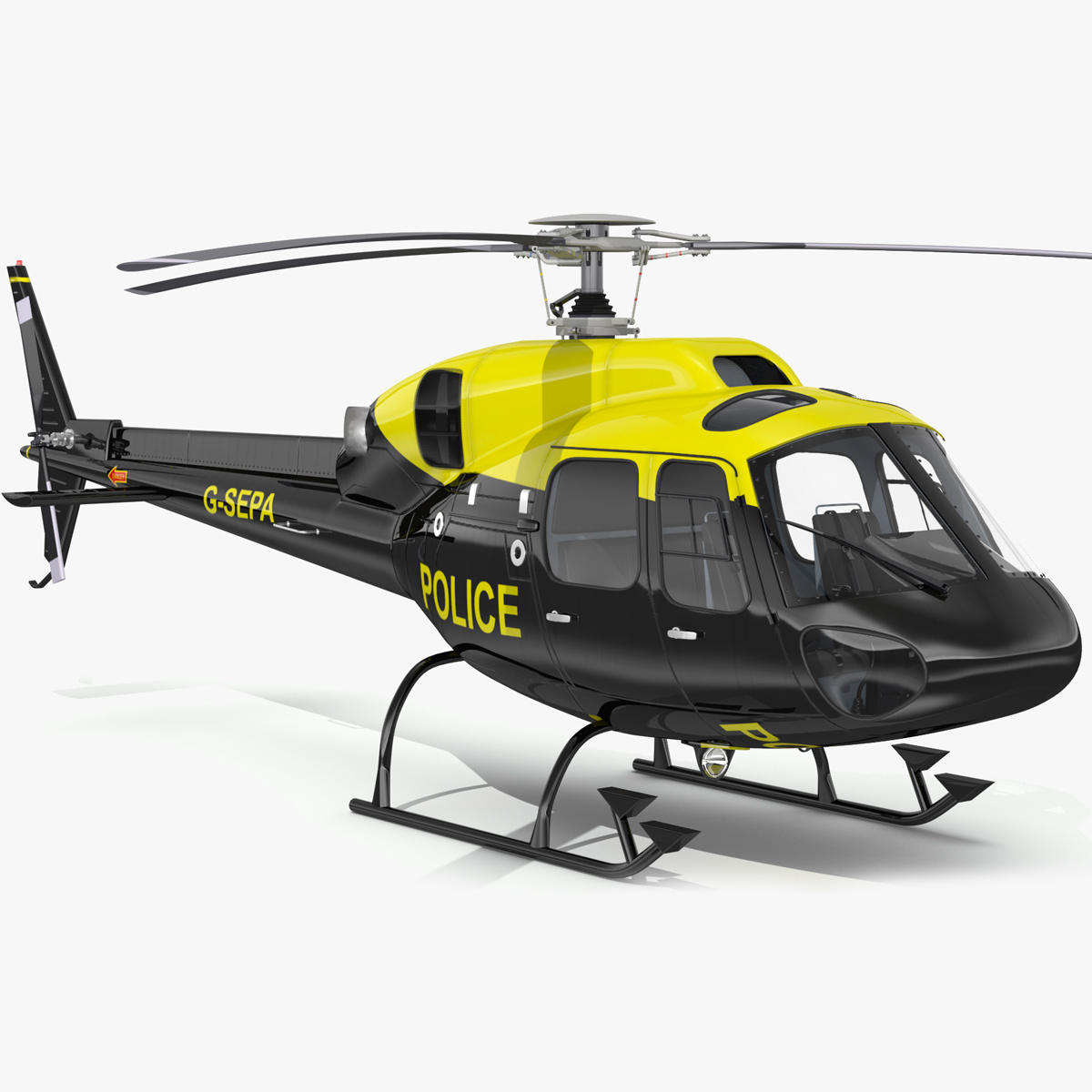 3D Police Helicopter Eurocopter AS 355 Rigged for Maya