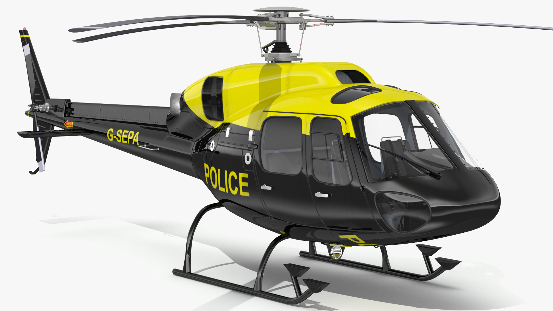 3D Police Helicopter Eurocopter AS 355 Rigged for Maya