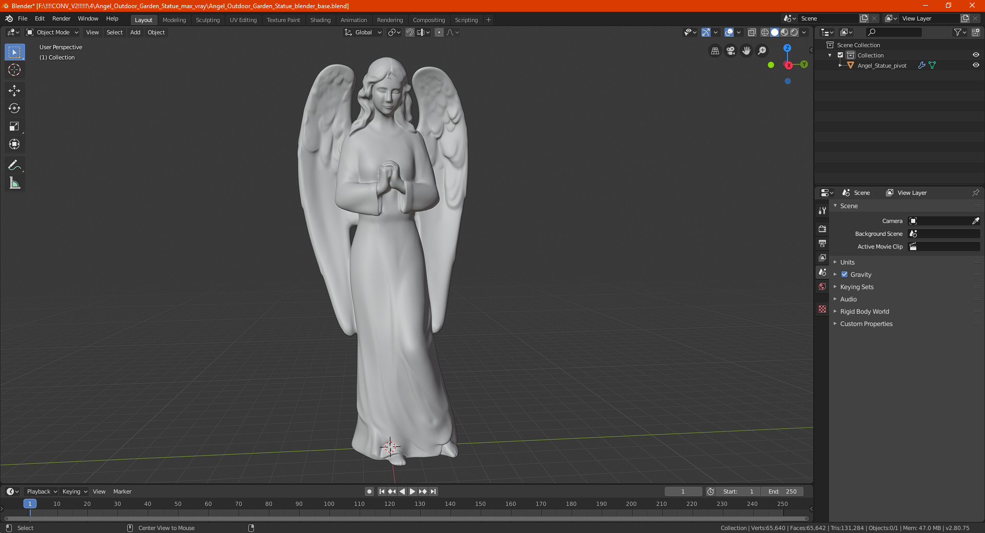 Angel Outdoor Garden Statue 3D