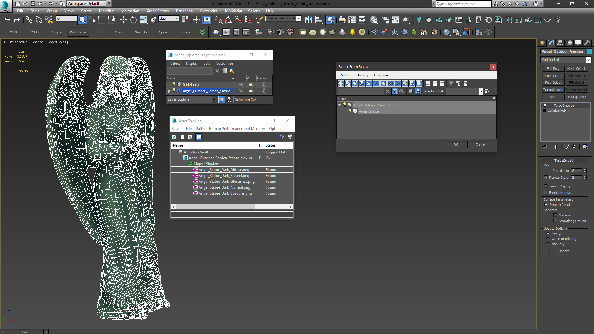 Angel Outdoor Garden Statue 3D
