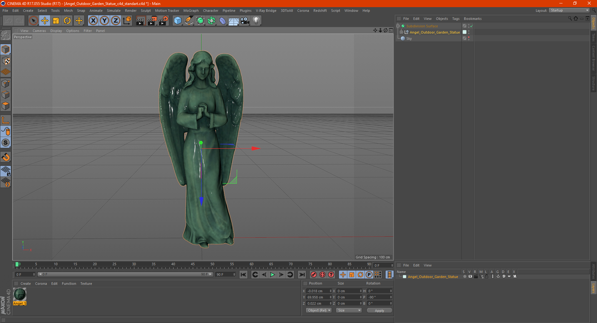 Angel Outdoor Garden Statue 3D