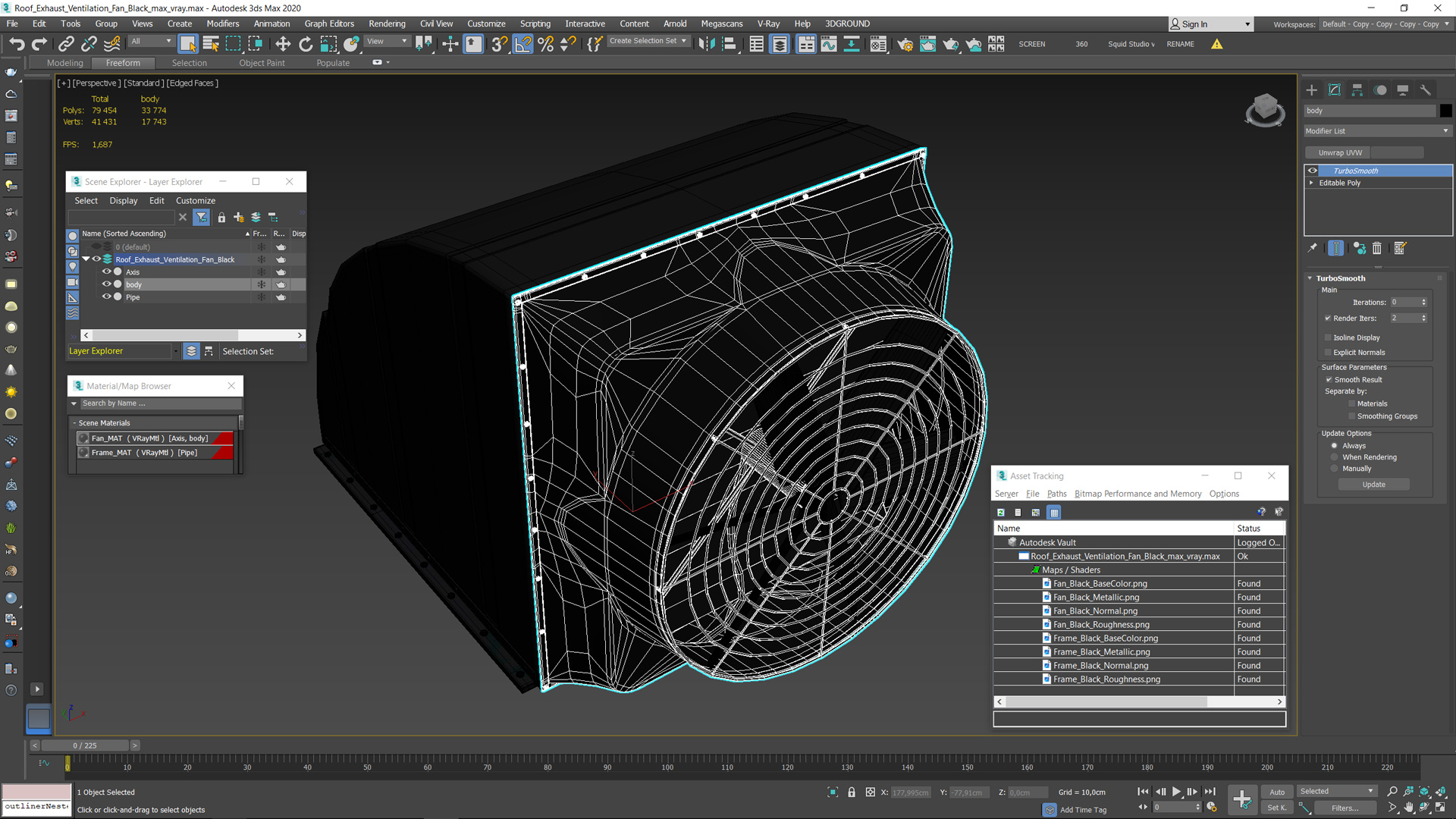 Roof Exhaust Ventilation Fan Black 3D model