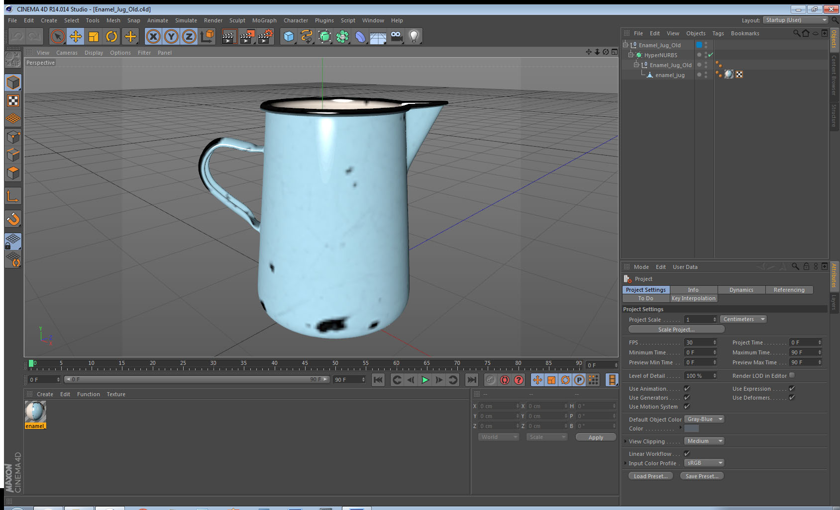 Enamel Jug Old 3D model