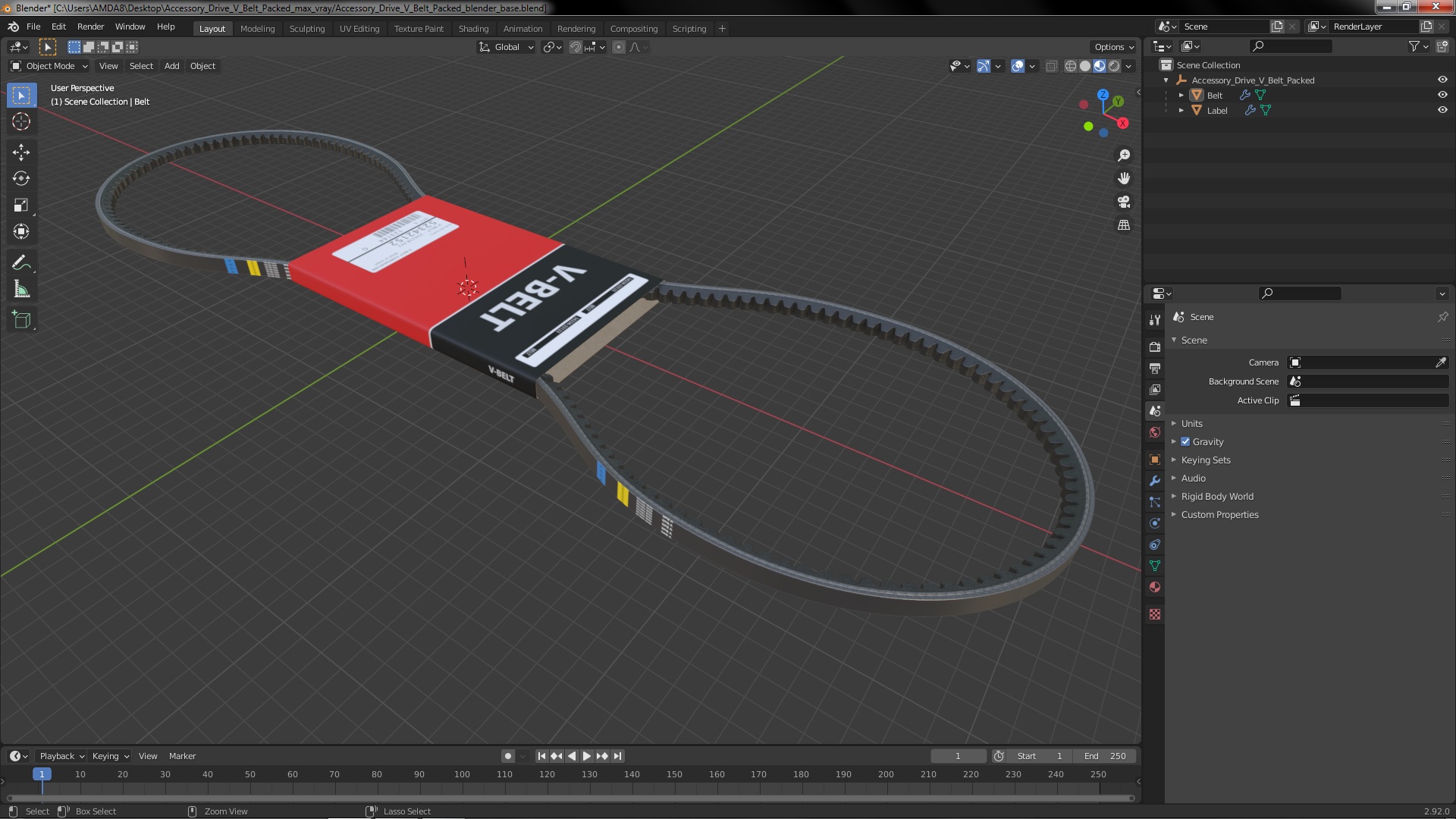Accessory Drive V Belt Packed 3D model