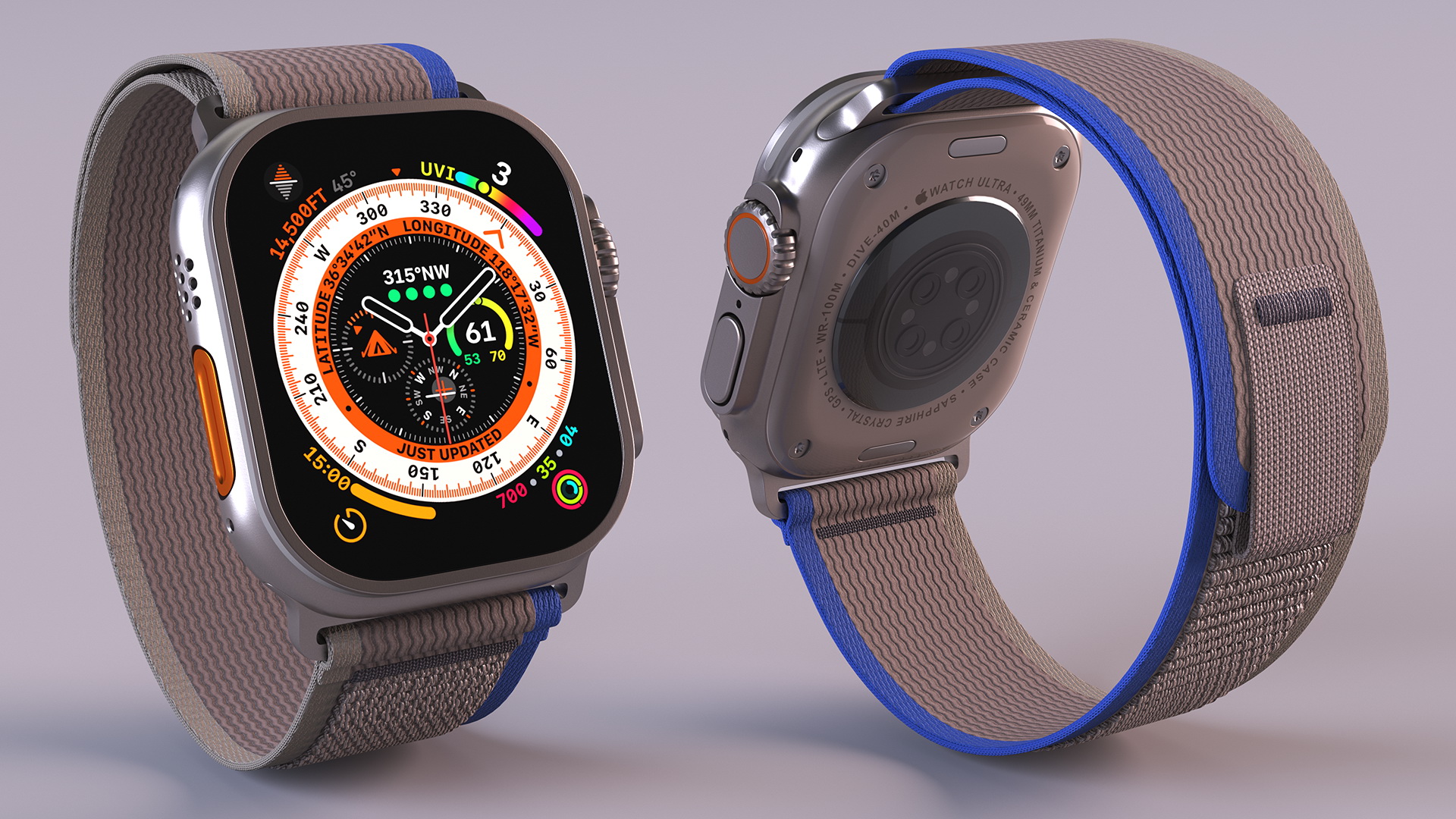 3D Apple Watch Ultra Trail Loop Blue-Gray model