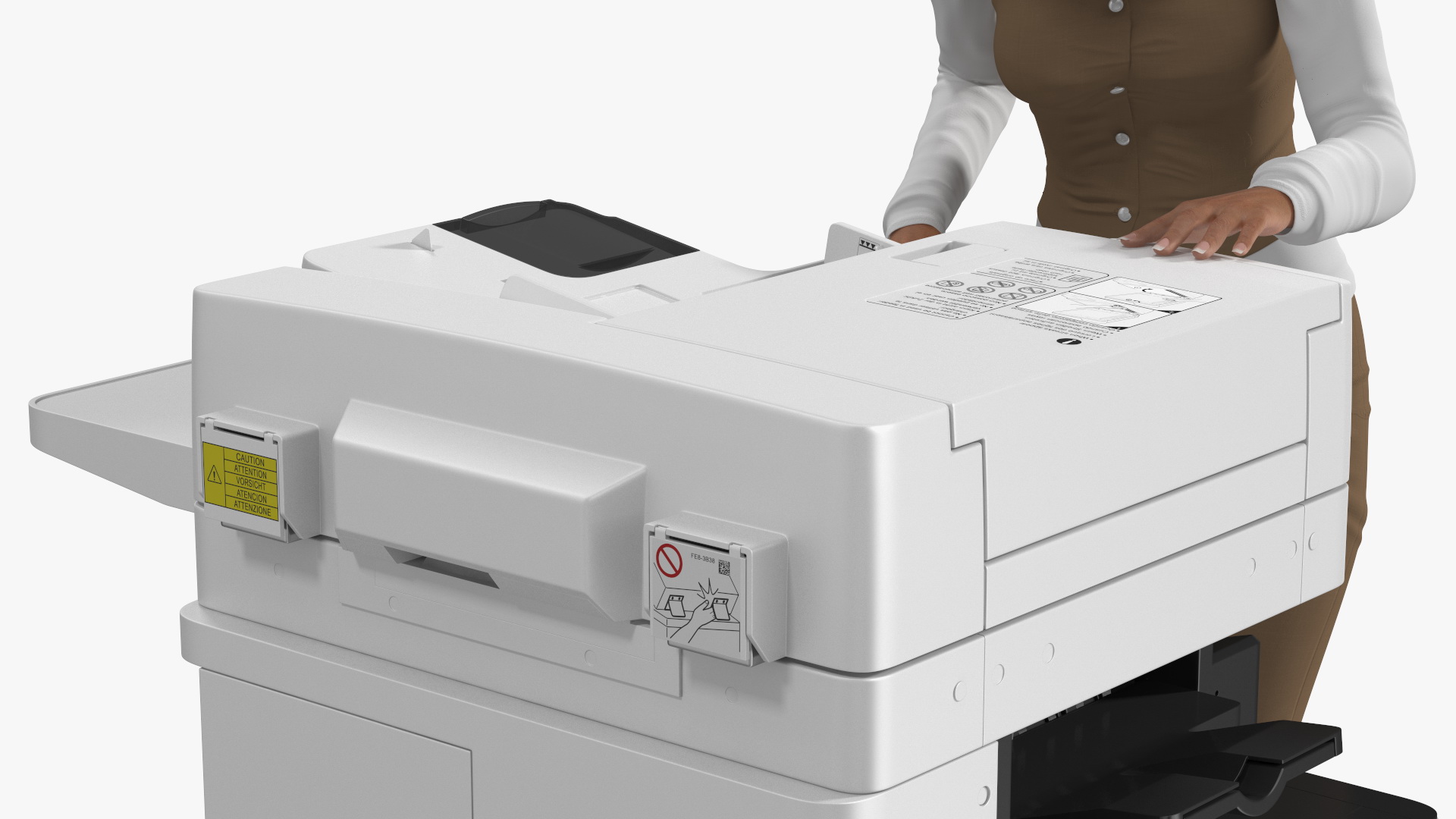 Canon Multifunction Copier with Business Style Woman Rigged 3D model