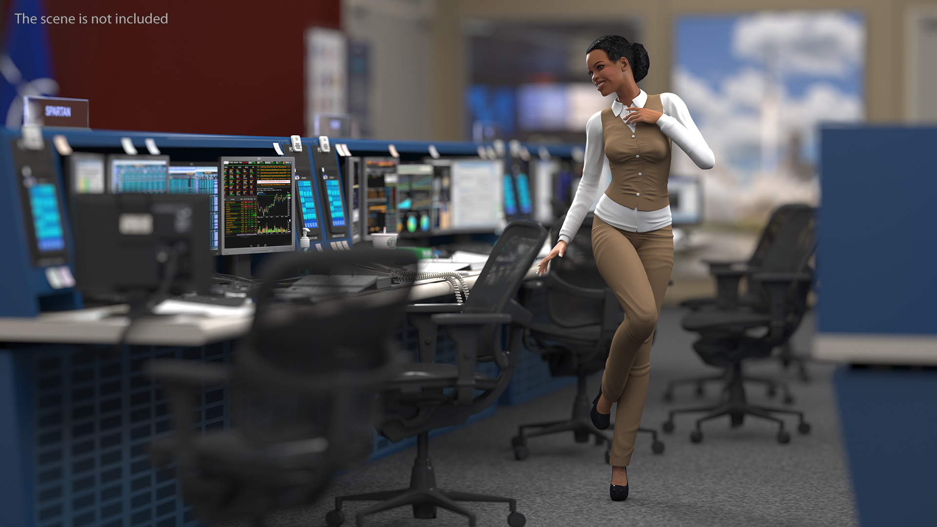 Canon Multifunction Copier with Business Style Woman Rigged 3D model