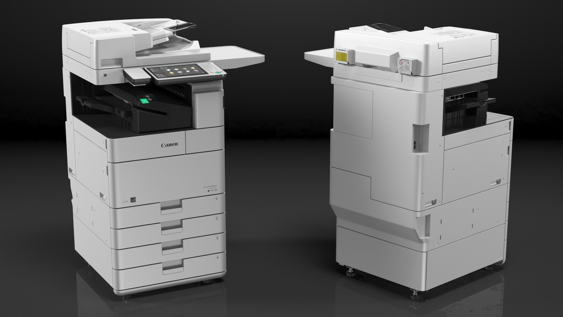 Canon Multifunction Copier with Business Style Woman Rigged 3D model
