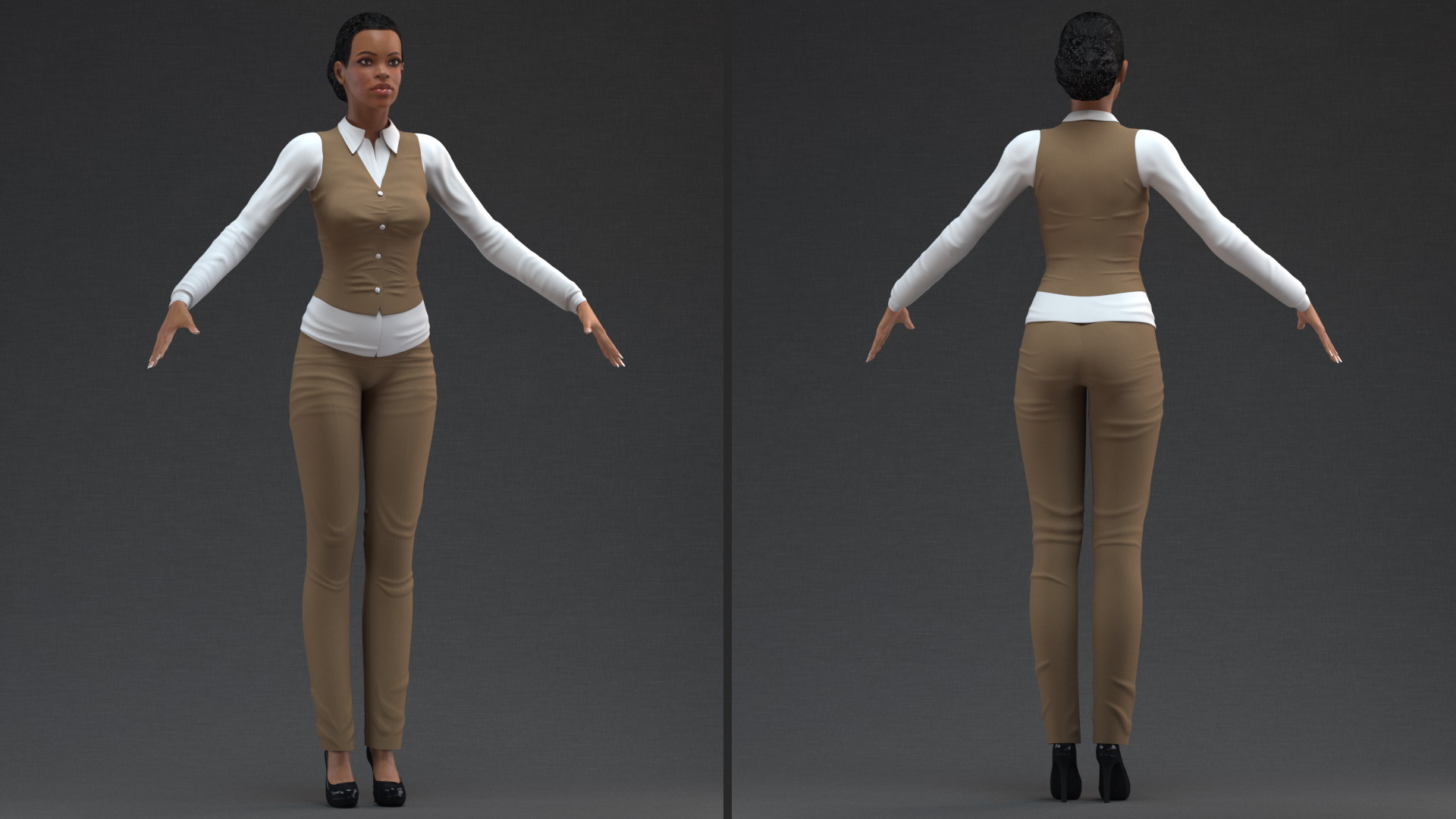 Canon Multifunction Copier with Business Style Woman Rigged 3D model